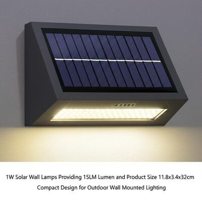 Хорошая цена. 1W Solar Wall Lamps Providing 15LM Lumen and Product Size 11.8x3.4x32cm Compact Design for Outdoor Wall Mounted Lighting онлайн